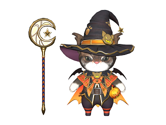 Modern Game Character Halloween Cat 3d model