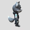 Cute Gray Wolf Game Movie Character With Black Vest And Blue Jeans
