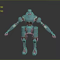 Blue Mechanical Robot Game Movie Character With Metallic Joints And Structure