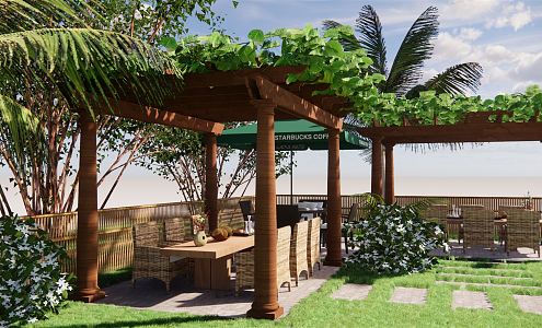 Modern Gallery Rack Landscape Gallery Rack Courtyard Gazebo Outdoor Tea Seat Tea Leisure Seat Fruit and Vegetable Shelf Back Garden Balcony 3d model