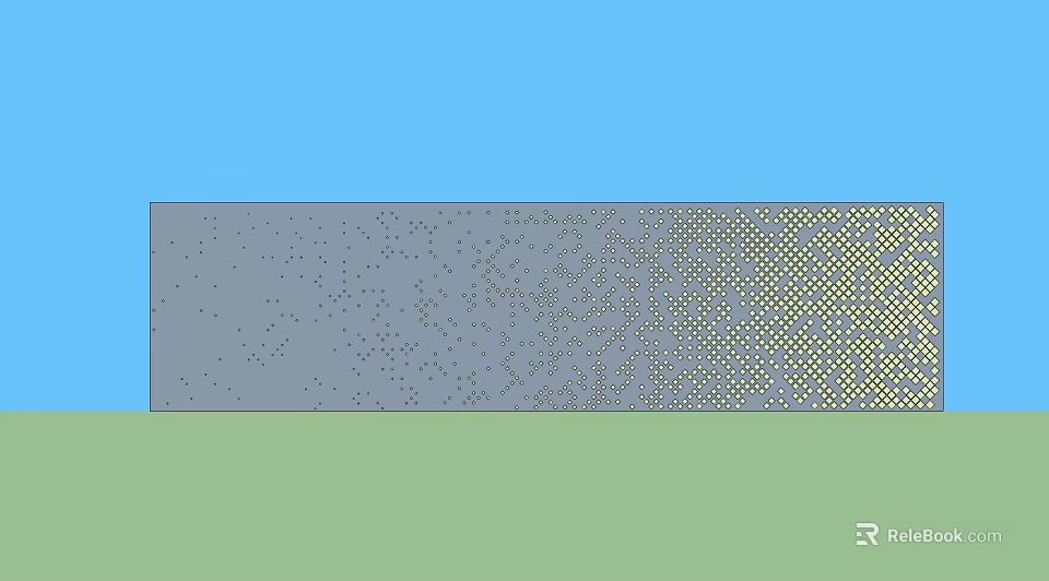 Modern Feature Wall With Gray Surface And Yellow Dot Patterns On Blue Green Background 3d model 