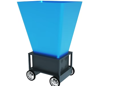 Blue Conical Structure With Black Wheeled Base For Functional Applications 3d model
