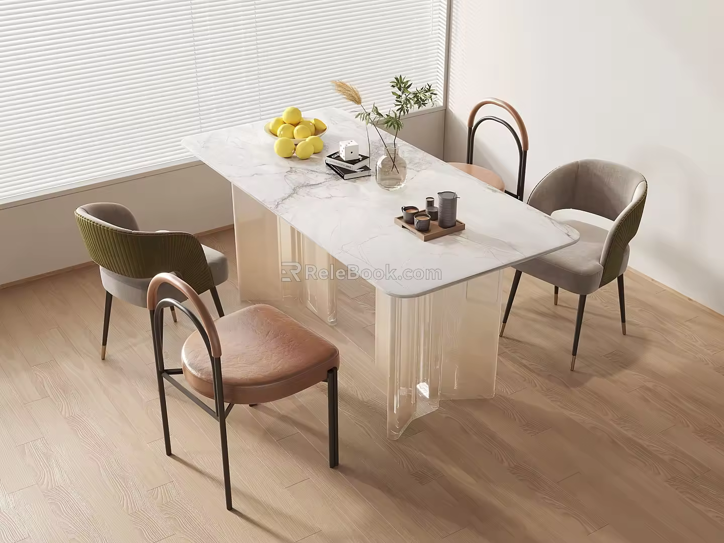 Dining table and chair combination 3d model
