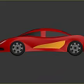 Red And Yellow Sleek Modern Sports Car With Streamlined Body Design