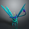 Turquoise Baby Dragon Game And Movie Character With Large Wings Horns And Purple Tail Tip