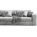 Modern Gray Sectional Sofa With Plush Pillows And Cozy Throws 3d model