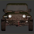 Green Brown Camouflage Off Road Vehicle With Rustic Weathered Exterior And Large Tires