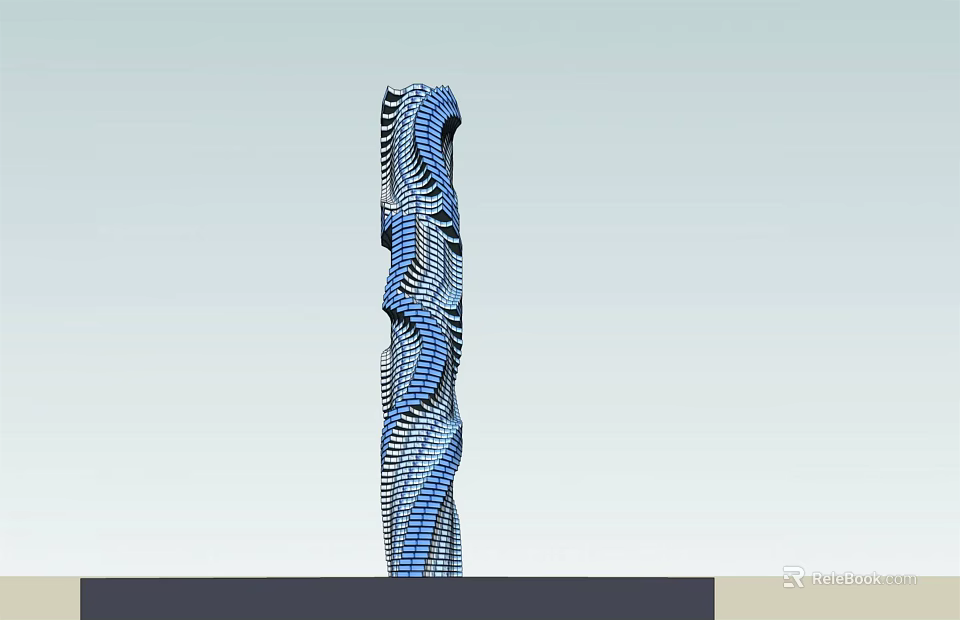 Modern Office Building With Unique Spiral Structure And Glass Exterior Design 3d model 