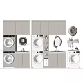 Modern Bathroom Cabinet Rack With Washer Dryer Storage Shelves Mirror And Sink