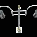 Traditional Roadside Street Lamp With Double Lanterns White Pole And Square Base