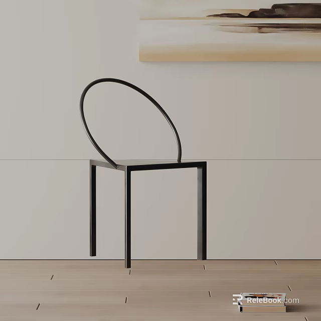 Modern Dining Chair With Circular Metal Backrest And Minimalist Frame For Contemporary Dining Spaces 3d model 