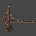 Ancient Wooden Catapult Siege Weapon With Ladder And Launch Arm Frame Structure 3d model