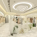 Stylish Clothing Store With White Interior Mannequins Hanging Clothes And Plants