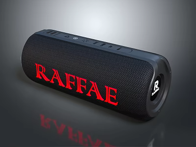 RAFFAE Bluetooth Speaker Computer Accessory with Black Cylindrical Mesh Texture Control Buttons 3d model