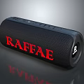 RAFFAE Bluetooth Speaker Computer Accessory with Black Cylindrical Mesh Texture Control Buttons