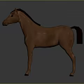Realistic Brown Horse 3D Model Standing With Gray Background And Detailed Design