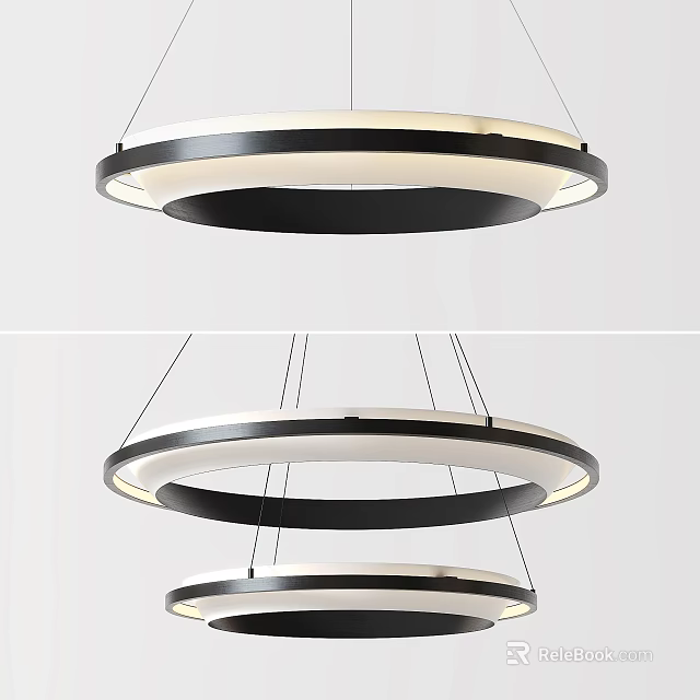 Modern Circular Pendant Light With Double Ring Design For Interior Illumination 3d model