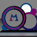 3D Logo Design Featuring M Letter And Heart Symbol With Colorful Circular Rings