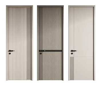Modern swing door entry door bedroom door 3d model