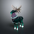 Green And Purple Deer Shaped Ornament With Intricate Antlers White Ring Decorations And Hooves