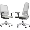 Modern Office Chairs With Mesh Backrest Black Armrests White Seat Cushions Metal Base And Wheels