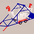 Dragon Decorated Mobile Structure with Metal Frame Wheels and Blue Box
