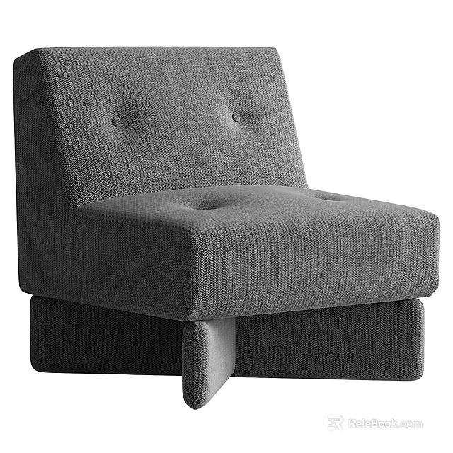 Modern Grey Fabric Single Sofa With Button Tufted Design And Comfortable Seating 3d model