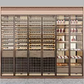 Modern Wine Cabinet With Glass Doors And Layered Wine Bottle Storage Racks