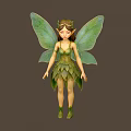 Enchanting Green Winged Fairy Woman Wearing Leaf Dress With Headpiece And Green Shoes