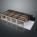 Modern Exhibition Booth Structure With Wooden Panels White Legs And Black Frames