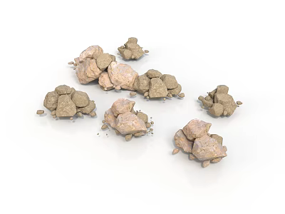 Natural Wooden and Stone Blocks with Rough Textured Surfaces for Decorative Use 3d model