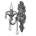 Classic Decorative Wall Sconce With Intricate Patterns And Crystal Pendants 3d model