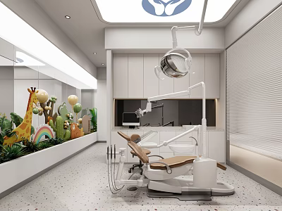 Modern Dental Clinic Interior With Pediatric Area And Medical Equipment 3d model