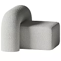 Modern Single Seater Sofa With Curved Design And Soft Knitted Fabric
