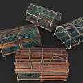 Vintage Decorative Ornament Set Featuring Wooden Frame And Netting Design Cages For Home Decoration