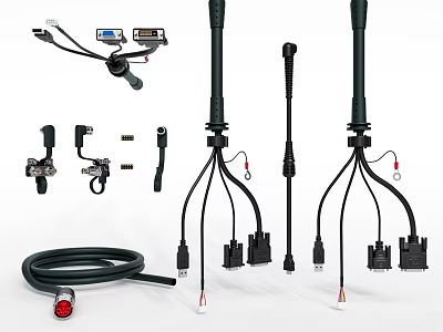 Assorted Electronic Connectors Harnesses And Components 3d model