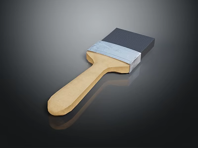 Wooden Handle Paint Brush With Black Bristles And Metal Ferrule 3d model