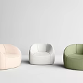 Modern Round Design Single Sofas In Pink White Green Fabric For Living Room Interior