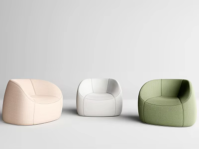 Modern Round Design Single Sofas In Pink White Green Fabric For Living Room Interior 3d model
