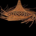 Natural Handwoven Bamboo Chandelier With Intricate Woven Pattern And Loose Strands