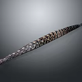 Long Stretched Snake With Brown Black And White Spotted Pattern On Gray Background 3d model