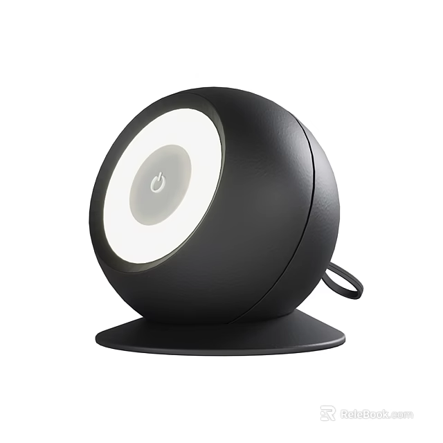 Black Round Outdoor Light With Power Button Base And Cord 3d model 