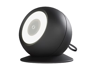 Black Round Outdoor Light With Power Button Base And Cord 3d model