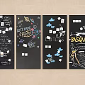 Chalkboard Style Wall Hangings with Black Background Text Notes and Decorative Icons