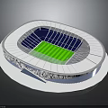 Modern Round Stadium Architecture With Green Turf And White Seating Design Structure 3d model