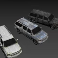 Old Rusty SUVs Featuring White And Silver Weathered Vehicles In Row
