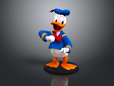 Donald Duck Cartoon Character In Blue Outfit With Red Bow Tie And Orange Feet 3d model