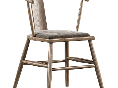Wooden Frame Leisure Chair With Gray Cushion Modern Design And Comfortable Backrest 3d model