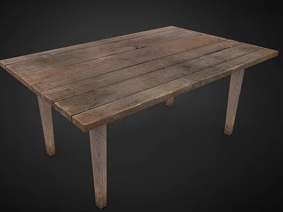 Rustic Wooden Office Desk With Solid Wood Top And Simple Leg Design 3d model