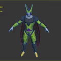 Green Armored Character With Horned Helmet Black Cape Yellow Boots Spotted Pattern 3D Model Design